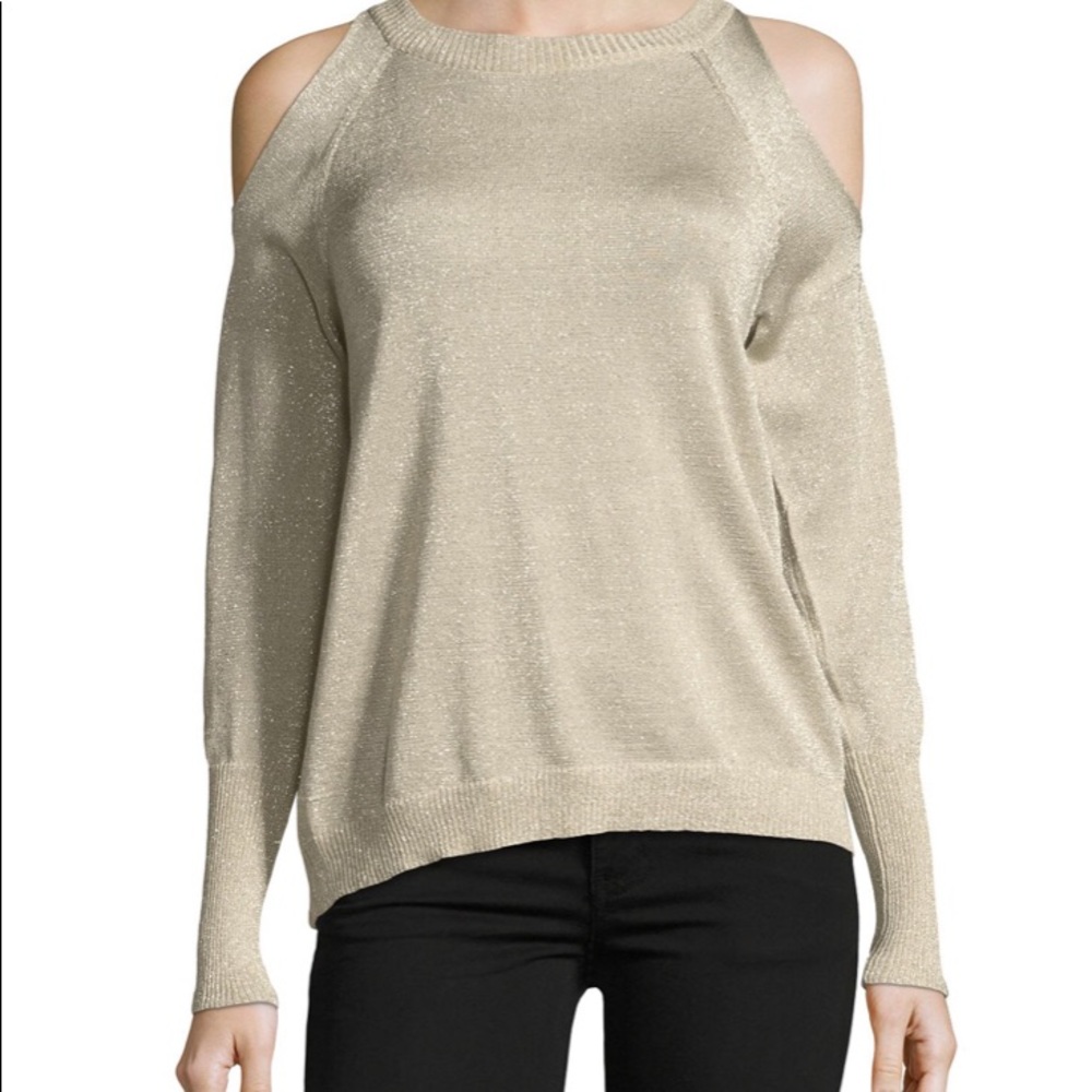 Ramy Brook Gold Cold Shoulder Sweater